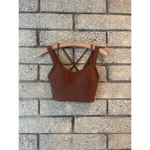Lululemon Crossback Sports Bra Size S Rust Brown Nylon/Spandex Light Support Wom